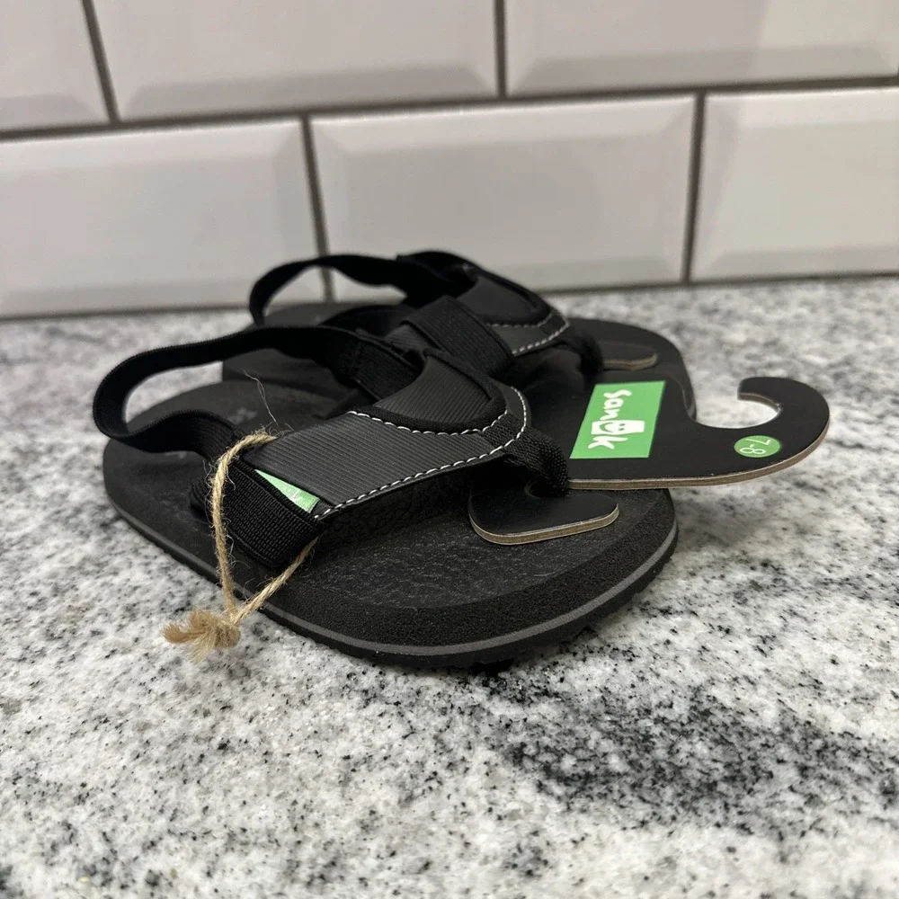 Sanuk Root Beer Cozy Baby Toddler Flip Flop Sandal 7-8 Slingback Water Beach New